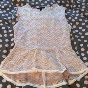 Sheer lace peplum top